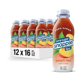 Snapple Zero Sugar Peach Tea, 16 fl oz recycled plastic bottle (Pack of 12), Fre