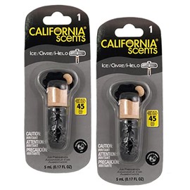 California Scents Air Fresheners Hanging Vial Necklace, Hanging Car Air Freshener & Odor Eliminator for Strong Odor (2 Packs, Ice)