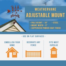 SWEN Products Garden GNOME Weathervane (Adjustable Mount Included)