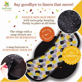 Washable Pantiliners Organic Cotton with Non-Slip Print; 7 Pack (M) Reusable Panty Liners for Drainage; Fabric Pantiliners Cotton; Panty Liners Washable Thin for Worry-Free Everyday