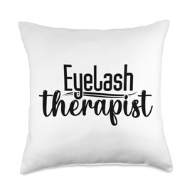 Eyelash Therapist For Lash Bars & Lash Lounges Therapist Artist Lash Tech Eyelash Throw Pillow, 18x18, Multicolor