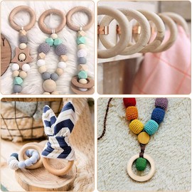 Wooden Ring Diameter 50 mm 5 cm Wooden Rings Jewellery Pack of 5 Unfinished Smooth Wooden Hoop, Curtain Rings for Curtains, Curtain Rings, Wooden Rings