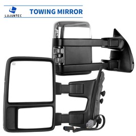 LUJUNTEC Tow Mirrors Replacement fit for 1999-2007 For Ford for F250/for F350/for F450/for F550 Super Duty Pickup Towing Mirrors Driver Left and Passenger Side Power Heated Turn Signal Light Chrome