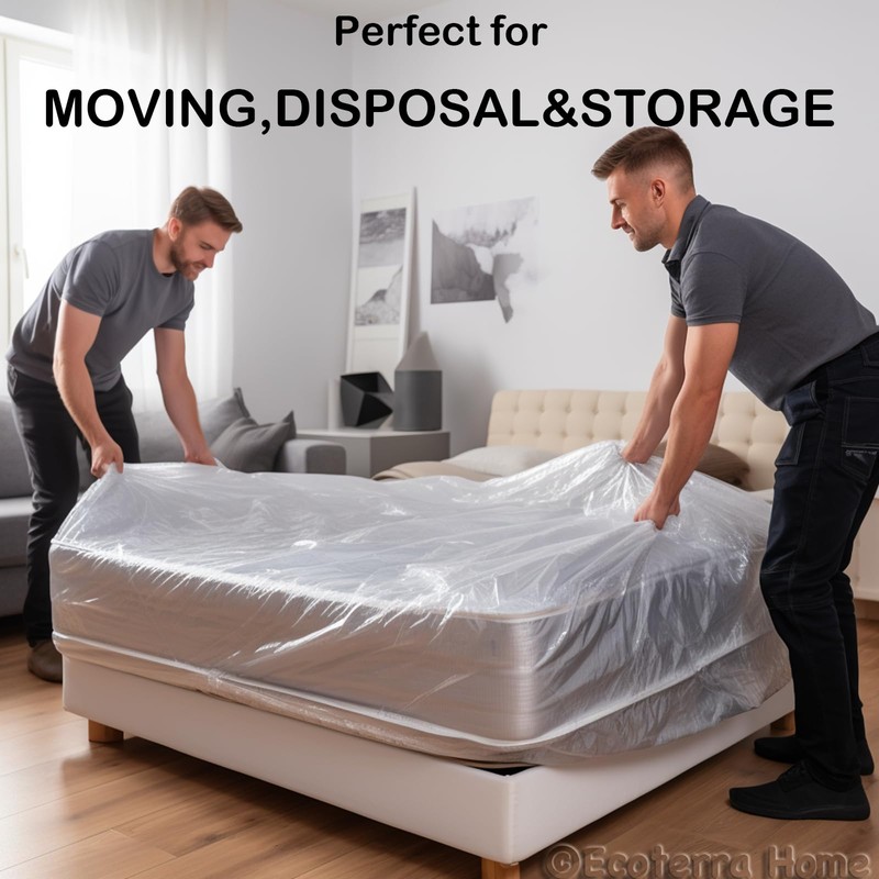Ecoterra Home King Mattress Bags for Moving and Disposal 78''x108''x14'',Waterproof
