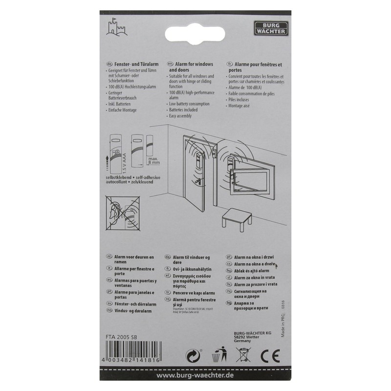 Burg-Wächter FTA 2005 SB Window and Door Alarm, White