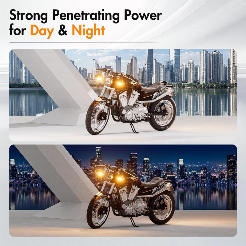 Alopee 4-Pack Sequential LED Motorcycle Turn Signals 12V Flowing IP67