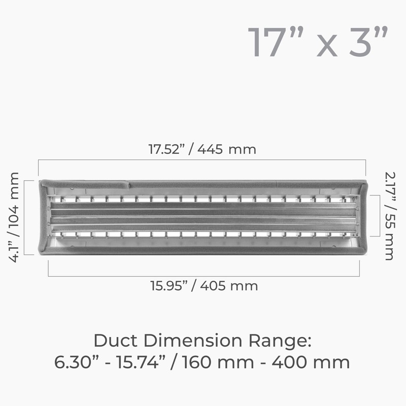 HVAC OV 17" x 3" Aluminum Supply/Exhaust Grille for a