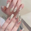 24 Pcs Long Black Curved Flash Gold Foil Nail Tips
