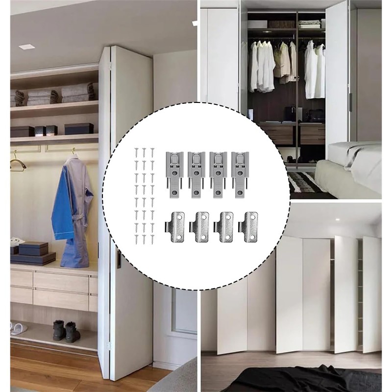 Gorise 4pcs Reverse Folding Sliding Door Hinge Wardrobe Bi-Fold Closet