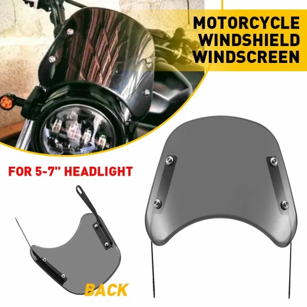 Unbranded 5-7" Motorcycle Smoke Universal Headlight Fairing Windshield Windscreen Shield