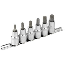 DAKCOS Torx Bit Socket Set, 1/2" Drive, 6 Pieces Star Bit Socket Set, T30 - T60, S2 Alloy Steel Bit and CR-V Drive Socket