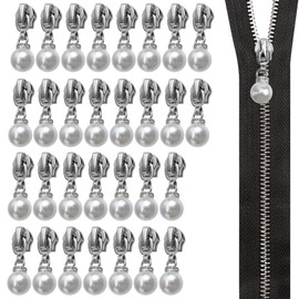 Savagrow 30pc Pearl Zipper Pulls - Silver Zipper Sliders for Cosmetic Bags