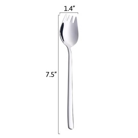 Sporks, 4-Pack 18/10 Spork Stainless Steel, Metal Spork for Everyday Household Use, 7.4-Inch Long Handle Dessert Spoons Ice Cream Spoons Salad Forks, Spork for Fruit Appetizer Dessert