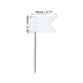 PATIKIL Pack of 50 Flag Map Push Pins 1 Inch Travel Map Pens with Plastic Head for Cork Pin Board Picture Card Hanging White