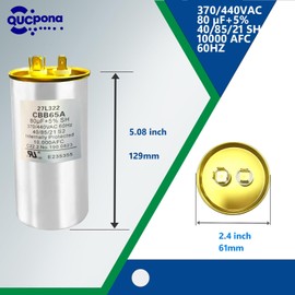 QUCpona 27L322 Capacitor 80 uf +5% MFD 370/440 VAC for CPT01074 / CPT-1074 27L322BZ3 for AC Motor Run, Condenser Straight Cool, Heat Pump, Air Conditioner, HVAC Capacitor