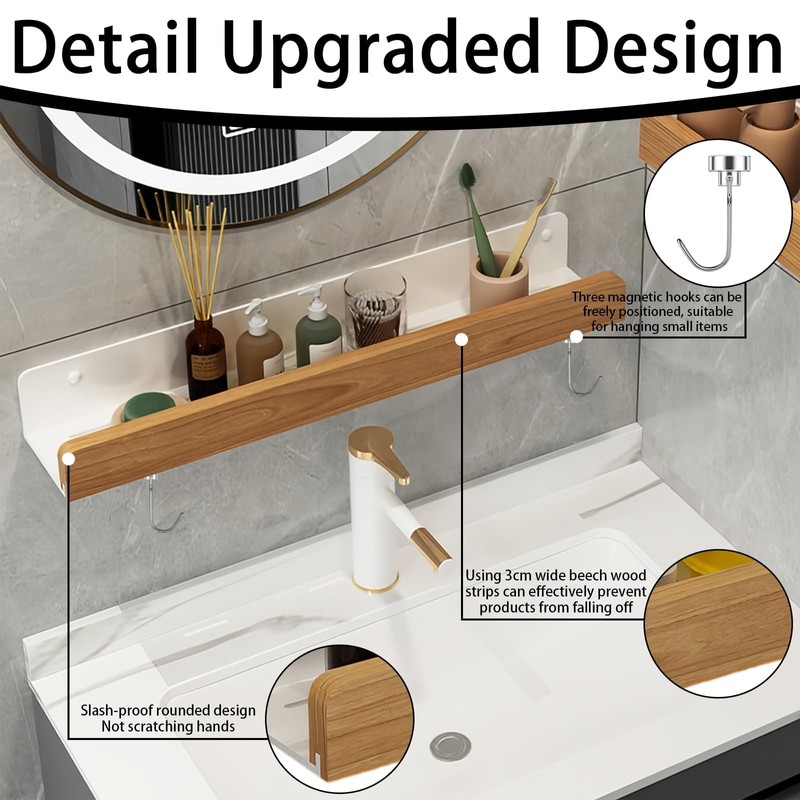 PHMING Shower Shelf for Drilling, 30 cm Shower Gel Holder,