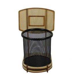NUOBESTY Basketball Pencil Pen Holder Basketball Hoop Metal Pen Holder Mesh Pencil Holder for Desk Office Pen Organizer
