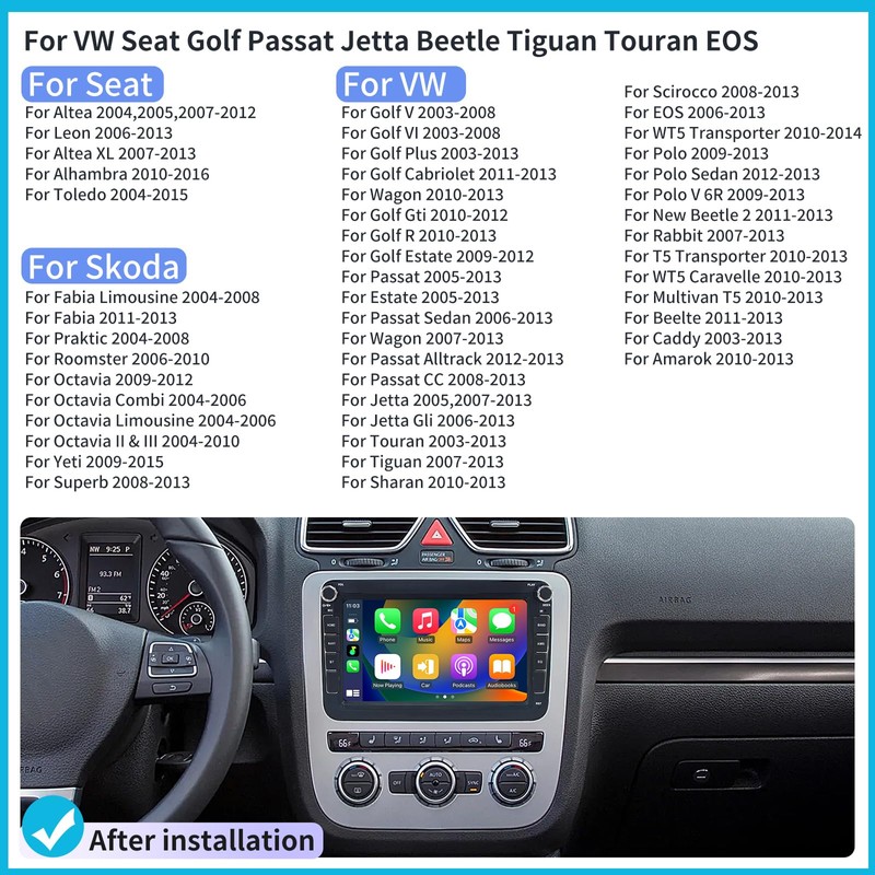 4Core+64G Car Radio for VW Volkswagen Seat Golf Passat Jetta