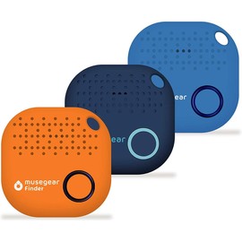 musegear Schlüsselfinder mit Bluetooth App aus Deutschland I Maximaler Datenschutz I 3er Pack I Xmas Limited Edition | dunkelblau, orange, hellblau