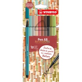 Premium Fibre-Tip Pen - STABILO Pen 68 NatureCOLORS - Pack of 10 - Assorted Nature Colours