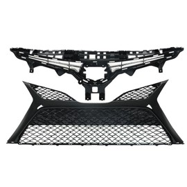ANTUKO Front Upper Lower Bumper Grille Glossy Black Mesh 2Pcs Kit Grill without Sensor Holes Replacement for 2018 2019 2020 Camry SE XSE TO1200422 TO1036185