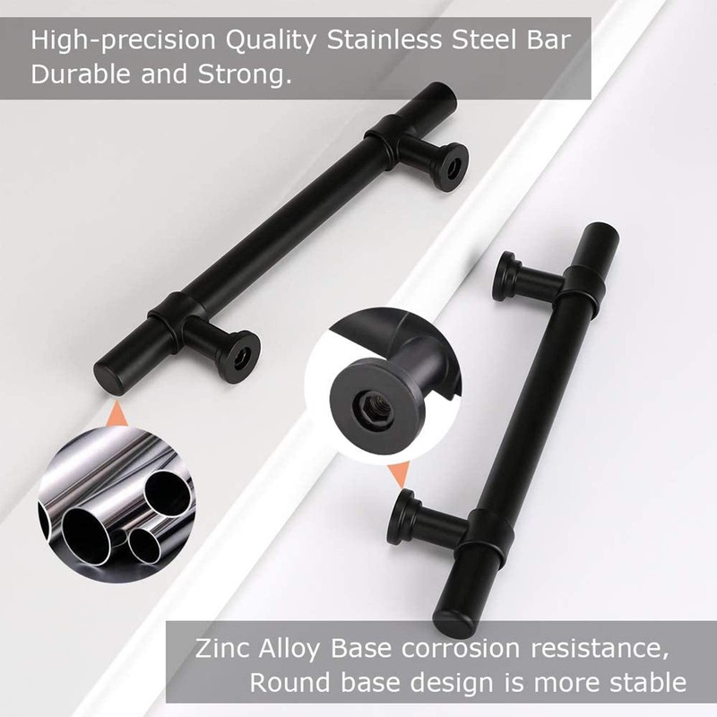 LONTAN 10 Black Cupboard Handles 96mm Kitchen Cupboard Handles Black
