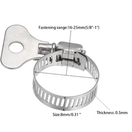 QINALO 10-Pack 304 Stainless Steel Hose Clamps with Adjustable Thumb Screw, Key-Type Design, 8mm Bandwidth, Ideal for Plumbing, Automotive, and Machinery Applications (Size:16-25mm(5/8"-1")