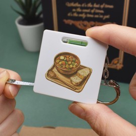 Azeeda 'Vegetable Stew with Sourdough Toast' Keyring Tape Measure/Spirit Level Tool (KM00042691)