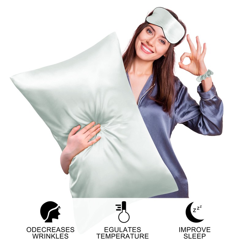 PiccoCasa Satin Pillowcases for Hair and Skin with Eye Mask