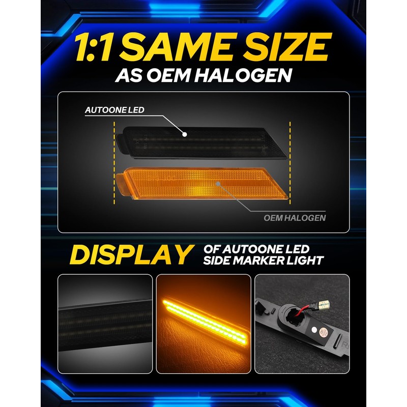 AUTOONE LED Side Marker Lights Red & Yellow Compatible With