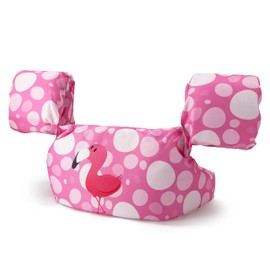 Silfrae Swim Vests Swim Floatation Vest Learn-to-Swim Device Weighing from 30 to 50 lbs (Pink Flamingo)