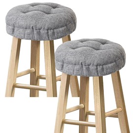 Sunlit Bar Stool Covers - Set of 2 Round Bar Stool Seat Covers, Soft and Cushioned Bar Chair Covers, Cover Only, 12 Inch Diameter, Gray
