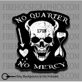 Firehouse Graphics Blackbeard No Quarter No Mercy  Edward Teach Pirate Flag Skull sticker decal - 2" (3 pack)