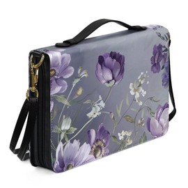 UINDDWCB Bible Covers for Women Book or Bible Carrying Case with Strap & Top Handle PU Leather Bible Case Bag Church Bag Scripture Bag Case Gift for Christian,Floral,2XL