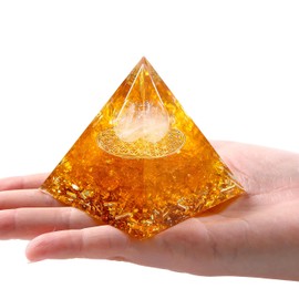 MAIBAOTA 2.4" Citrine Orgonite Healing Crystals Orgone Energy Tower Gifts for Beginners Protection Energy Reiki Spiritual Balancing Meditation Chakra Positive Crystal