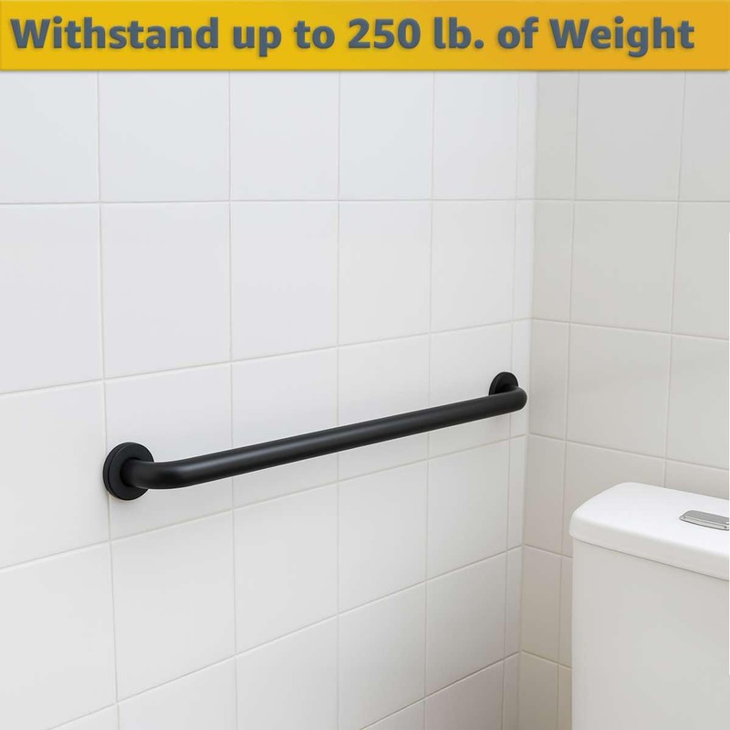 42″ Stainless Steel Matte Black Restroom Grab Bar – Wall