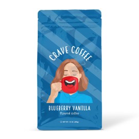 Crave Beverage Medium Roast Blueberry Vanilla Flavored Ground Coffee, 10 Oz (100% Arabica Beans, Kosher Certified, 1 Bag)