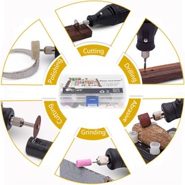 Kit de Herramientas Rotativas, 141PCS Mini Amoladora Eléctrica Rotativa Accesorios de Herramientas Kit de Pulido Pulido Juego de Corte de Taladro para Manualidades Decoración del Hogar