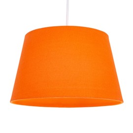 Traditional Shape Vivid Orange Linen Fabric Drum Table/Pendant Lampshade | 60w Maximum | Inner Fabric Lining | 30cm Diameter by Happy Homewares