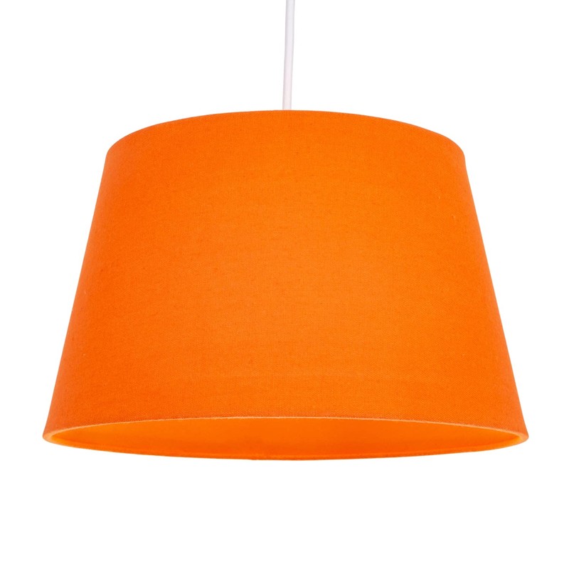 Traditional Shape Vivid Orange Linen Fabric Drum Table/Pendant Lampshade |