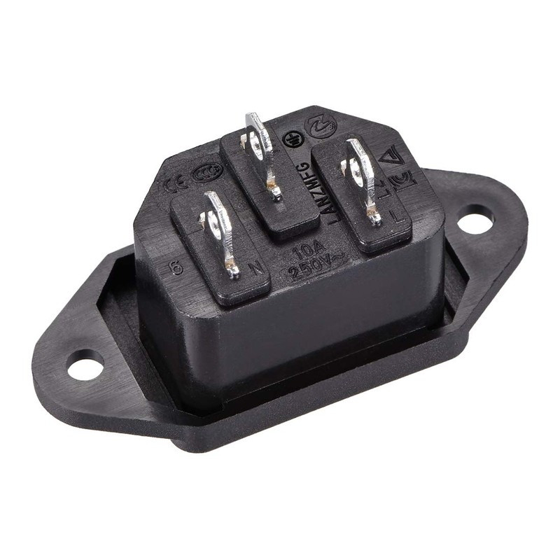 uxcell Panel Mount Plug Adapter 10A C14 3P IEC Inlet