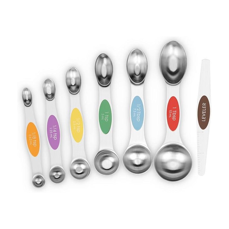7-Piece Magnetic Measuring Spoons Set – Dual-Sided Stainless Steel, Small