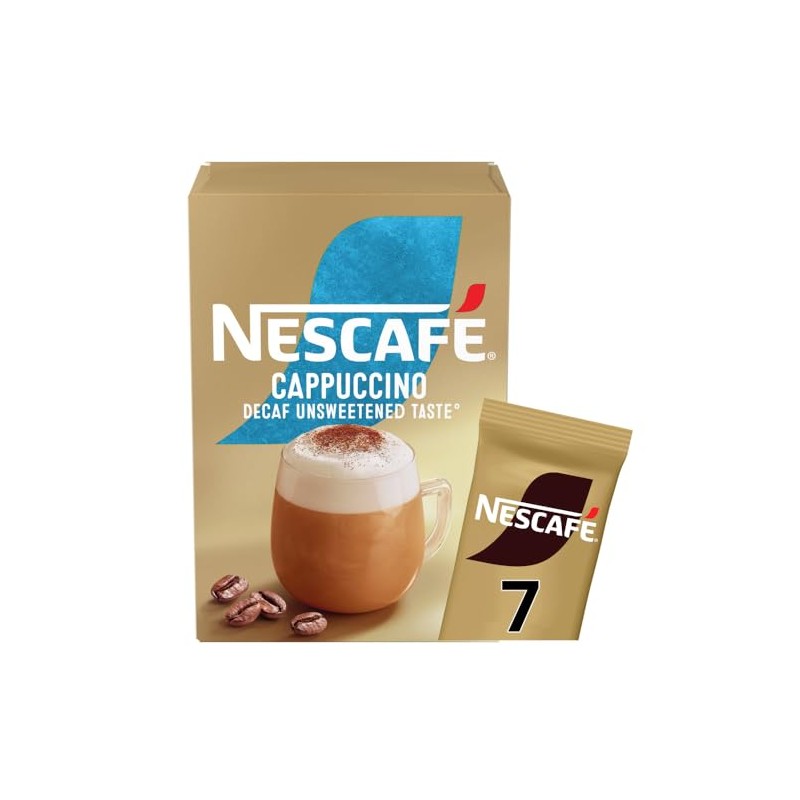 NESCAFÉ Cappuccino Decaf Instant Coffee 7 Sachets, 100percent Responsibly Sourced