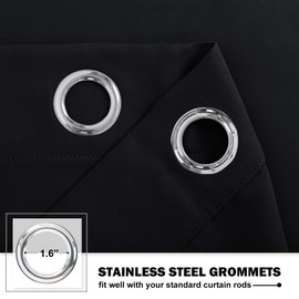 NICETOWN Small Kitchen Window Curtains - Thermal Insulated Home Decor Blackout Grommet Drape Basement Panels for Living Room/Bedroom (Black, 52W by 24L + 1.2 inches Header, 2 Pieces)