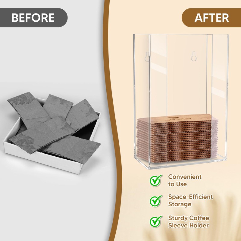 AFOROEOA Coffee Cup Sleeve Holder Holds Up To 75 Sleeves