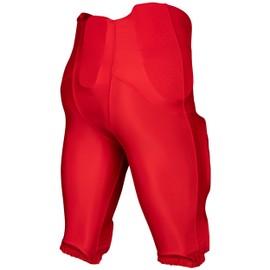 Champro Boys' Bootleg 2 Integrated Football Pants with Built-in Pads, Scarlet, Youth Small