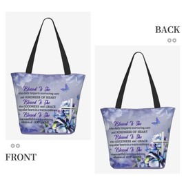 VelumVista Bible Tote Bag Christian Faith Grocery Bag Inspirational Church Bags With Zipper For Women Mothers Day Gifts