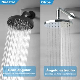 (Con Tubo de Extensión) Ducha de Lluvia de Alta Presión, 6 Pulgadas Cabezal de Regadera, Ducha De Lluvia Fija con Ajustable dn 360 Grados,Cromo Pulido Cabezal de Regadera para Baño Hotel SPA (Negro)