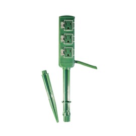 Go Green Power GoGreen Power 18/2 18-ft 3-Outlet Outdoor Power Stake, Green (GG-36004)