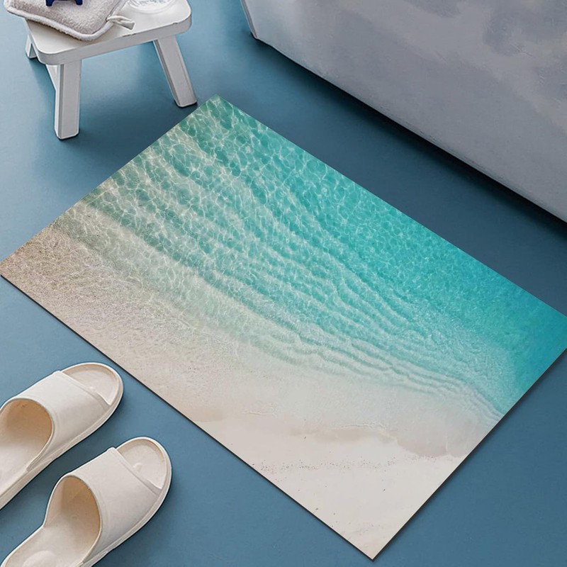 LYGLIGH Ultra Thin Bath Mat, Teal Bath Mat, 1/10 in